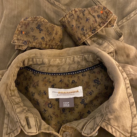 Anthro Pilcro Olive Cargo Pocket Buttondown Shirt Top - Picture 10 of 13
